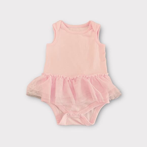 Cat & Jack Baby Girl Pink Tutu Bodysuit 0-3M Sleeveless Tank w/ Tulle Frill - Picture 1 of 4